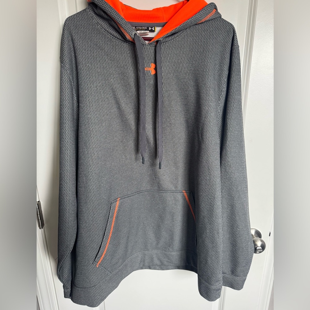 Under Armour Men's Gray Hoodie with Orange Accents 2xl